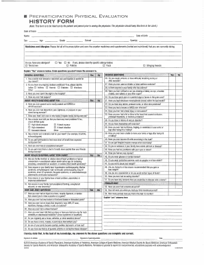 Preparticipation Physical Evaluation Form