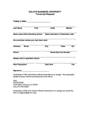 Transcript Request Forms Duluth Business University Dbumn