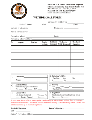 High School Withdrawal Form: Complete with ease