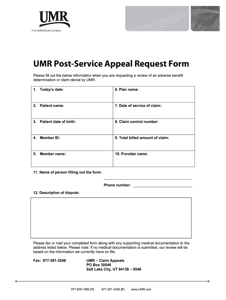 Umr Appeal Form