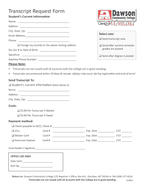 Transcript Request Form Dawson Community College Dawson