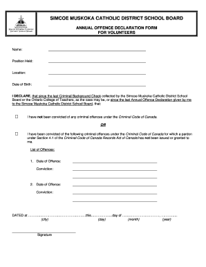 Annual Declaration Form Volunteer DOC Sch Schools Smcdsb on