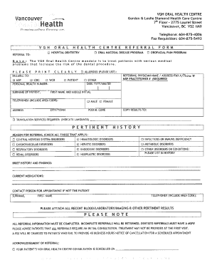 Vgh Dentistry Form - Fill Out and Sign Printable PDF Template | signNow