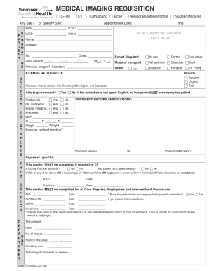 Vgh Ultrasound Requisition  Form
