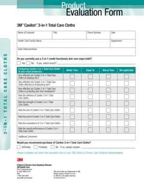 Product Evaluation Form