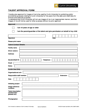 TALENT APPROVAL FORM Curtin University