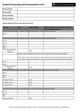 Immunisation Form