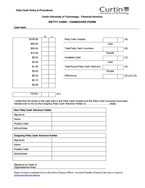 Cash Handover  Form