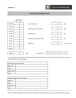 Cash Handover Format in Excel