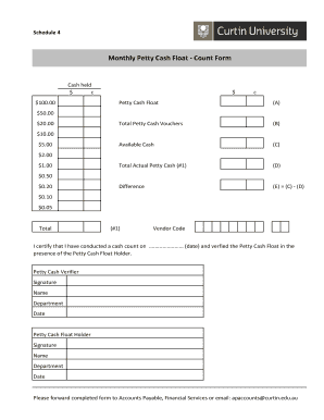 Cash Float Template  Form