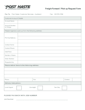 Freight Forward Pick Up Request Form Post Haste Couriers