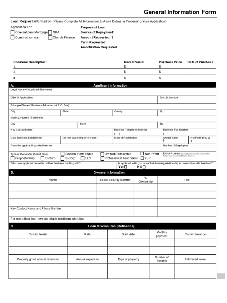 Generic Commercial Loan Application  Form