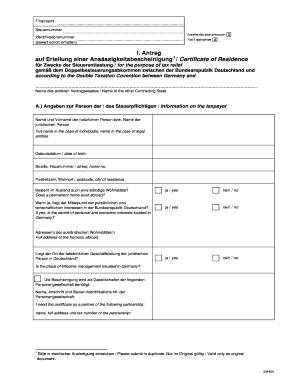 I Antrag Auf Erteilung Einer Ans Ssigkeitsbescheinigung  Form