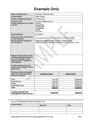 Funding Application Example  Form