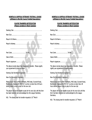 Football Player Transfer Request Letter  Form
