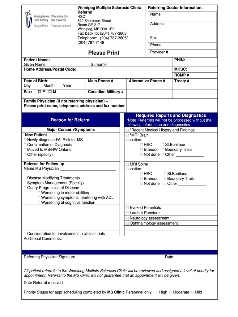MS Clinic Referral Form