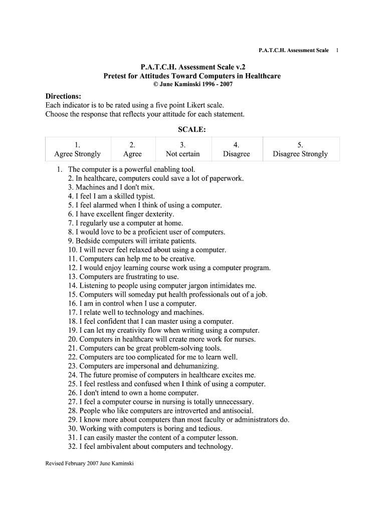 Patch Assessment  Form