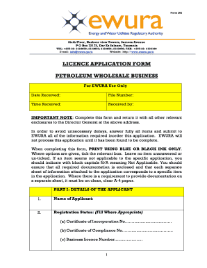 Ewura Licence Application Form