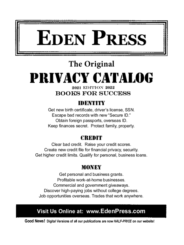  Form Eden Press the Original Privacy Catalog Fill 2021-2024