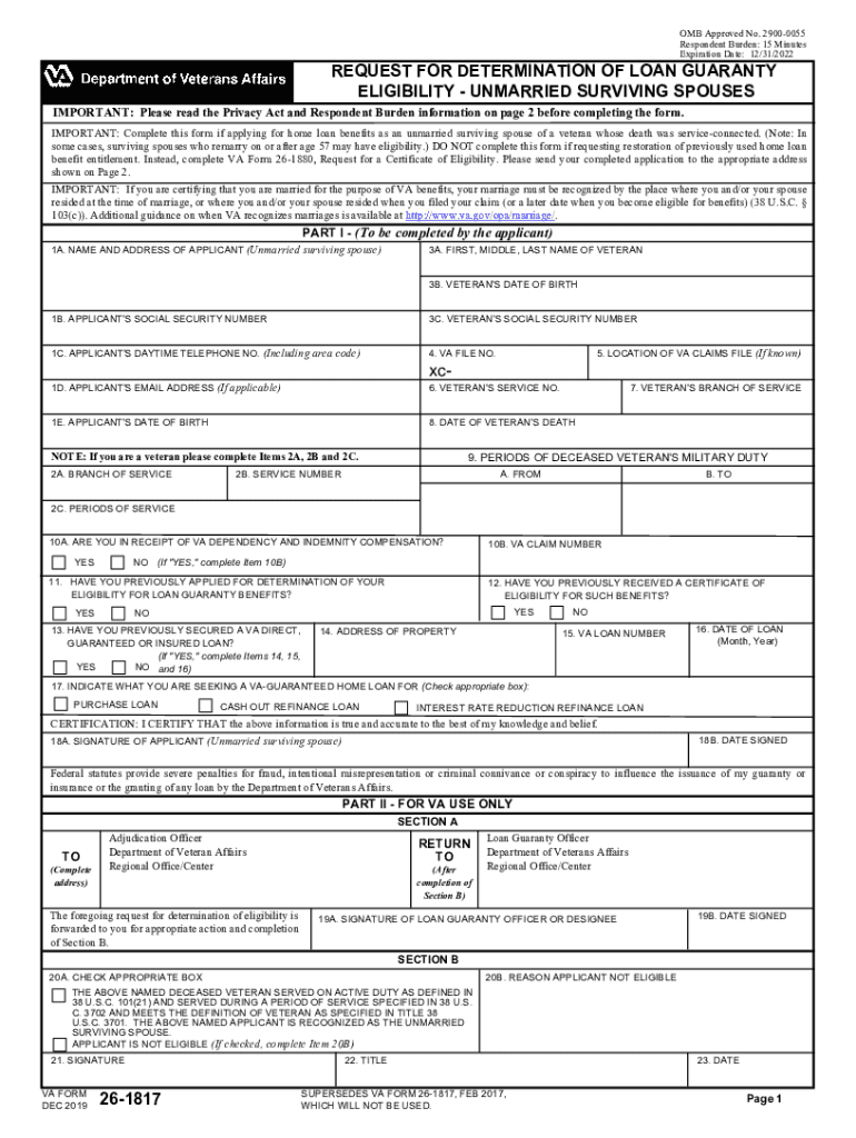  VA Form 26 1817 Veterans Benefits Administration VA Gov 2019