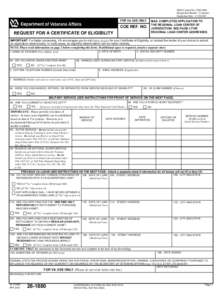  REQUEST for DETERMINATION of LOAN Veterans Affairs 2021