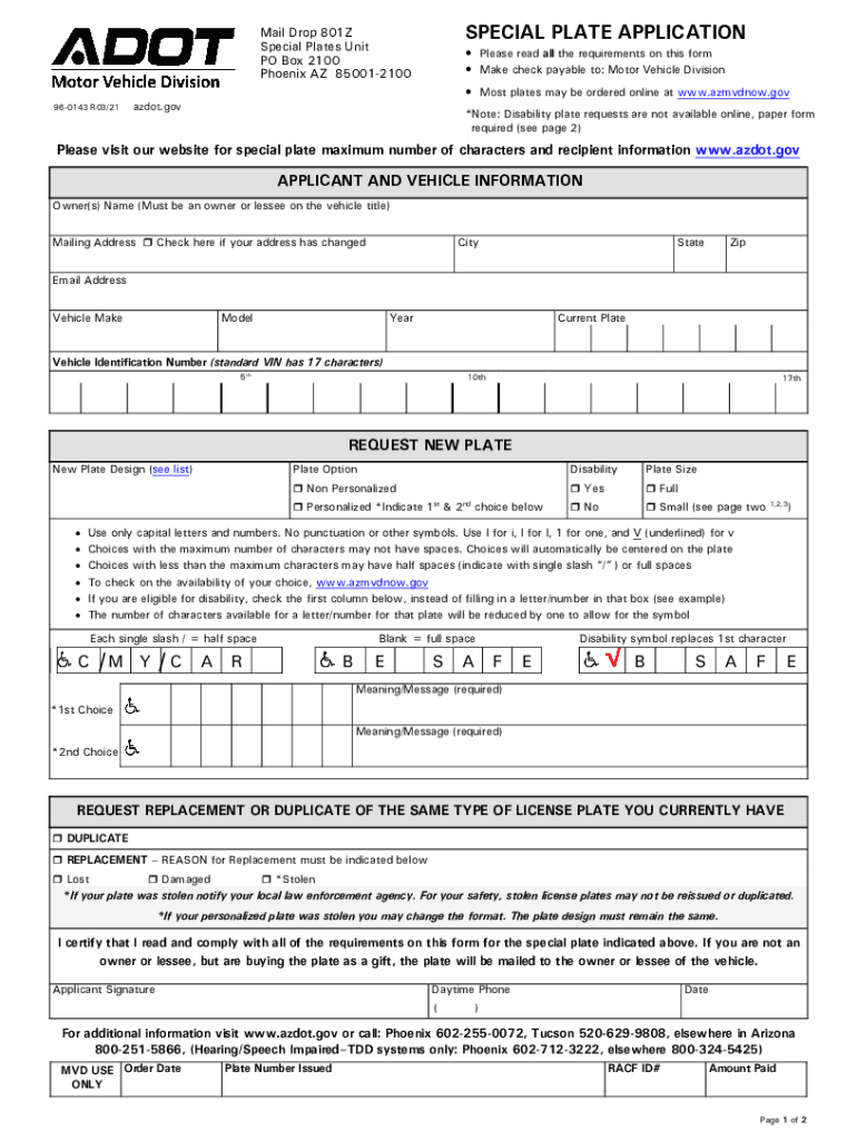 AZ ADOT 96 0143  Form