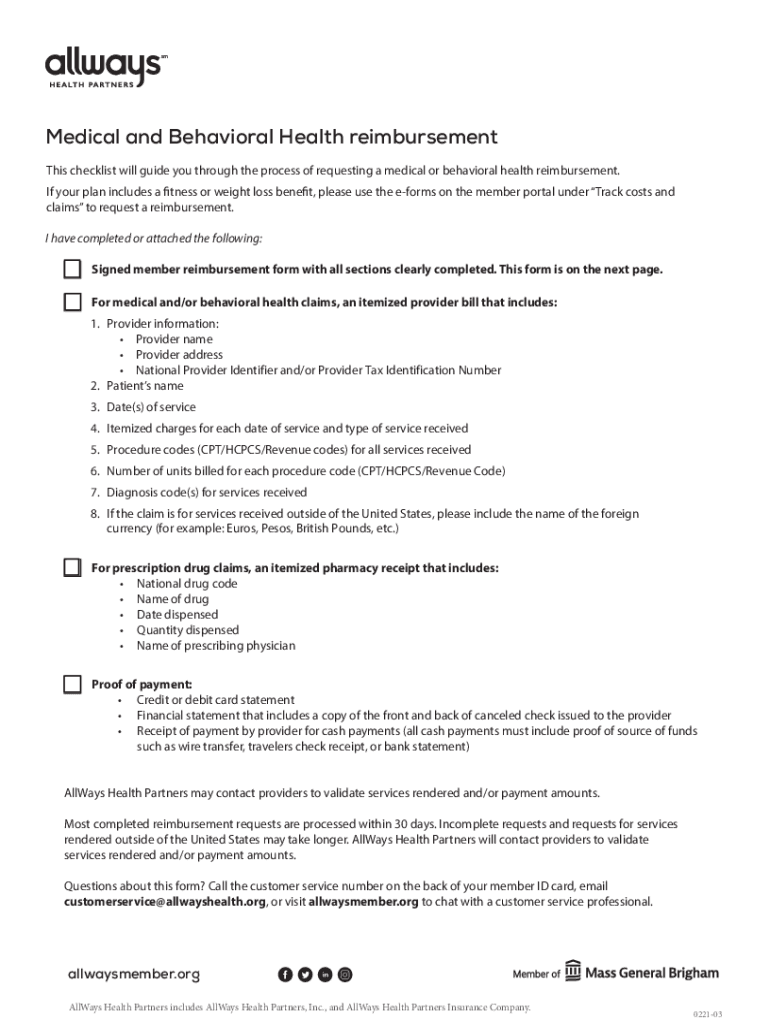 Member Reimbursement Claim  Form