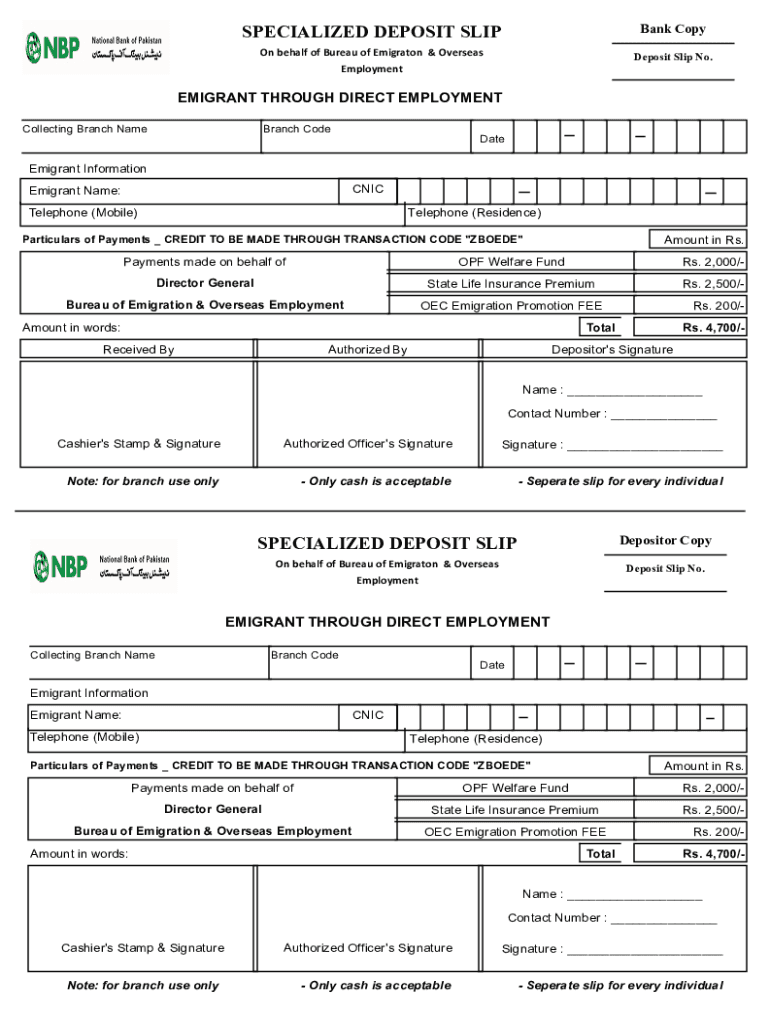 Bank Deposite Slip of Nbp Deposit Slip RMS Help Centre  Form