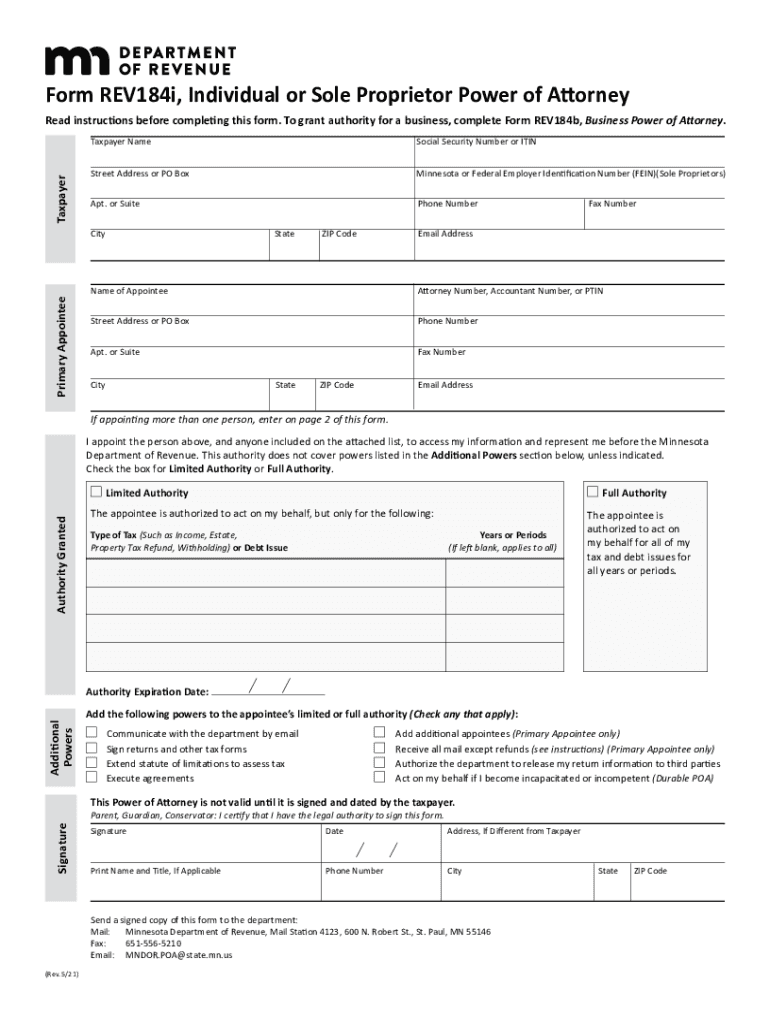 Get and Sign Form REV190, Authorization to Revenue State Mn Us