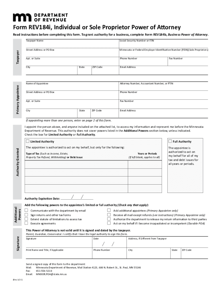 Form REV190, Authorization to Revenue State Mn Us