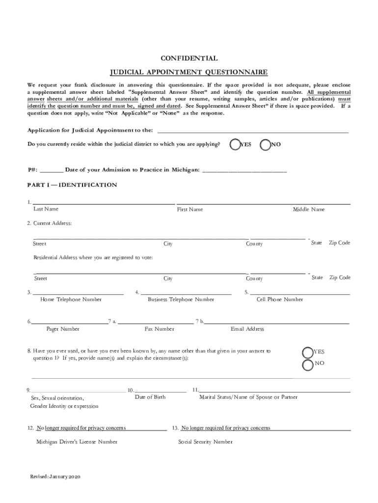 Judicial Questionnaire  Form