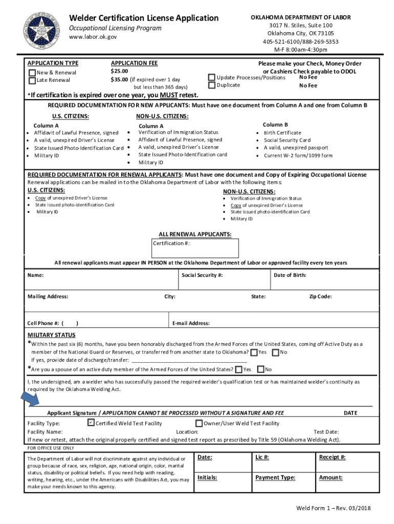  Welder Certification License Application REV 02102016 2018-2024