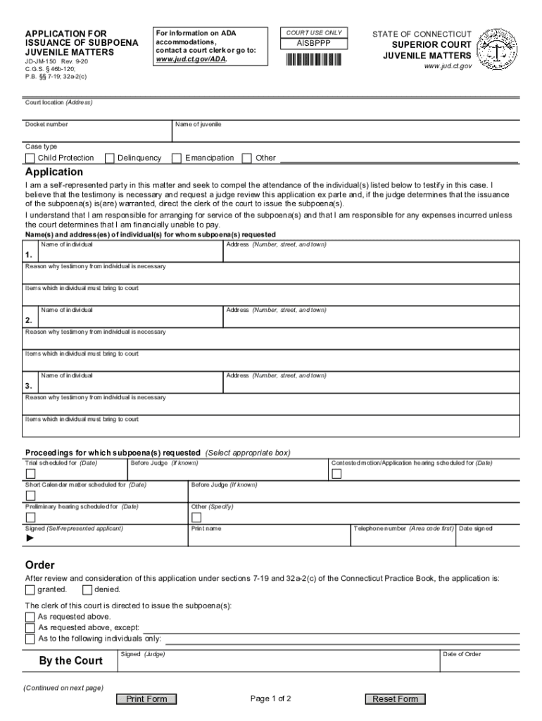  ISSUANCE of SUBPOENA 2020-2024