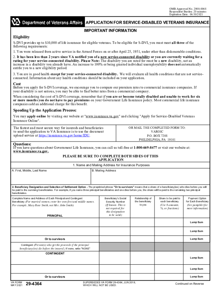  INFORMATION and INSTRUCTIONS for Veterans Affairs 2021