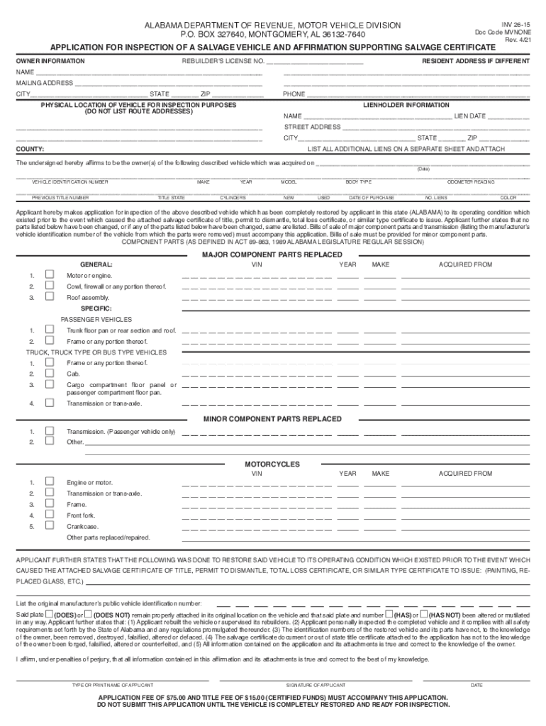  ALABAMA DEPARTMENT of REVENUE, MOTOR VEHICLE 2021-2024