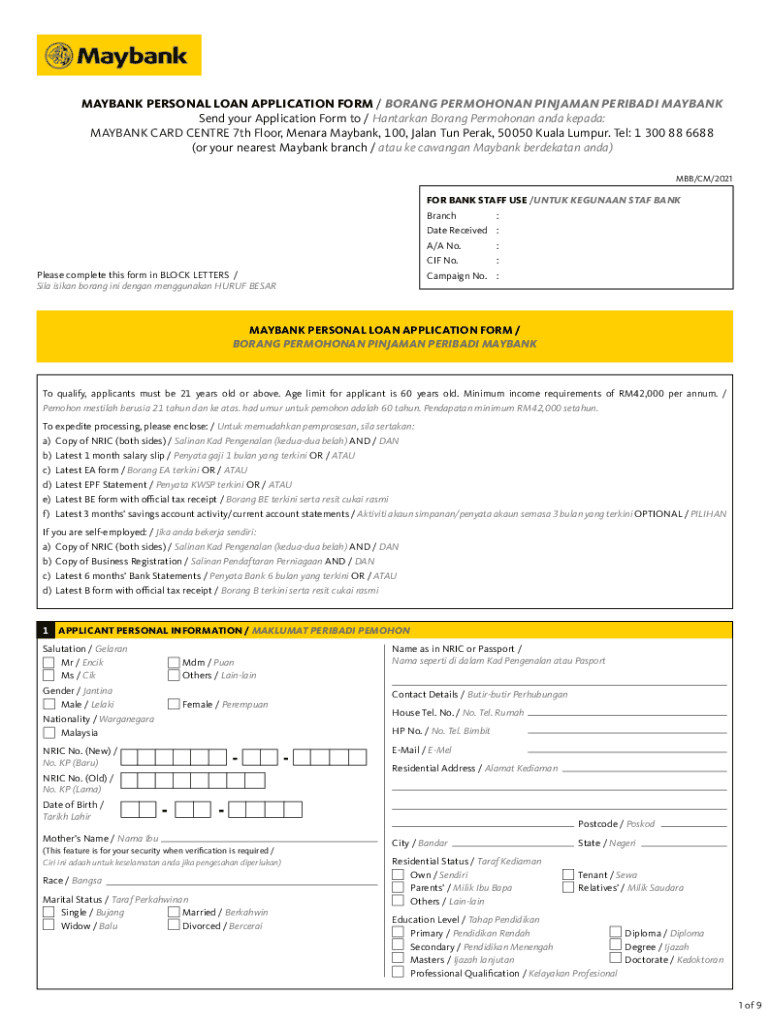  Borang Pinjaman Maybank 2021-2024