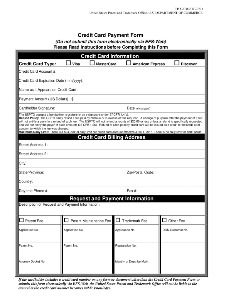  Instructions for Completing the Credit Card Payment Form 2021