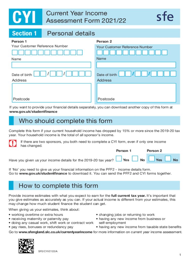  Current Year Income Assessment Form 22 Current Year Income Assessment Form 22 2021-2024