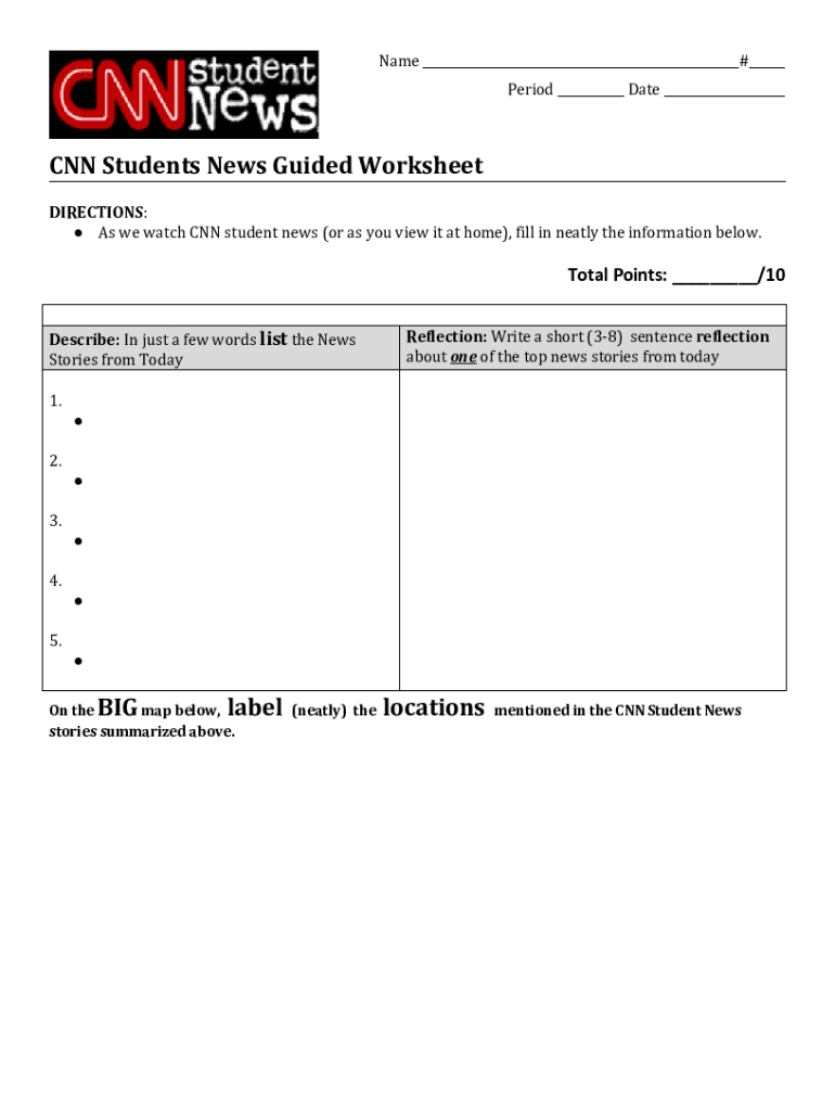 Cnn 10 Worksheet  Form