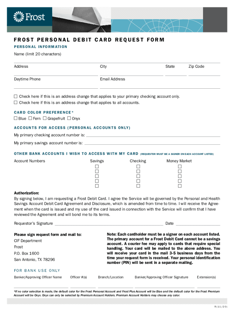 Forms Business & Personal Banking ApplicationFrost