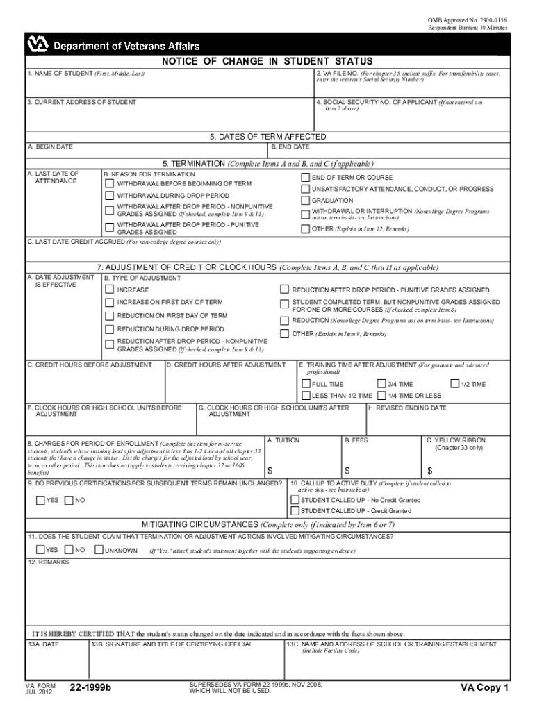  INSTRUCTIONS for NOTICE of CHANGE in STUDENT STATUS 2012-2024