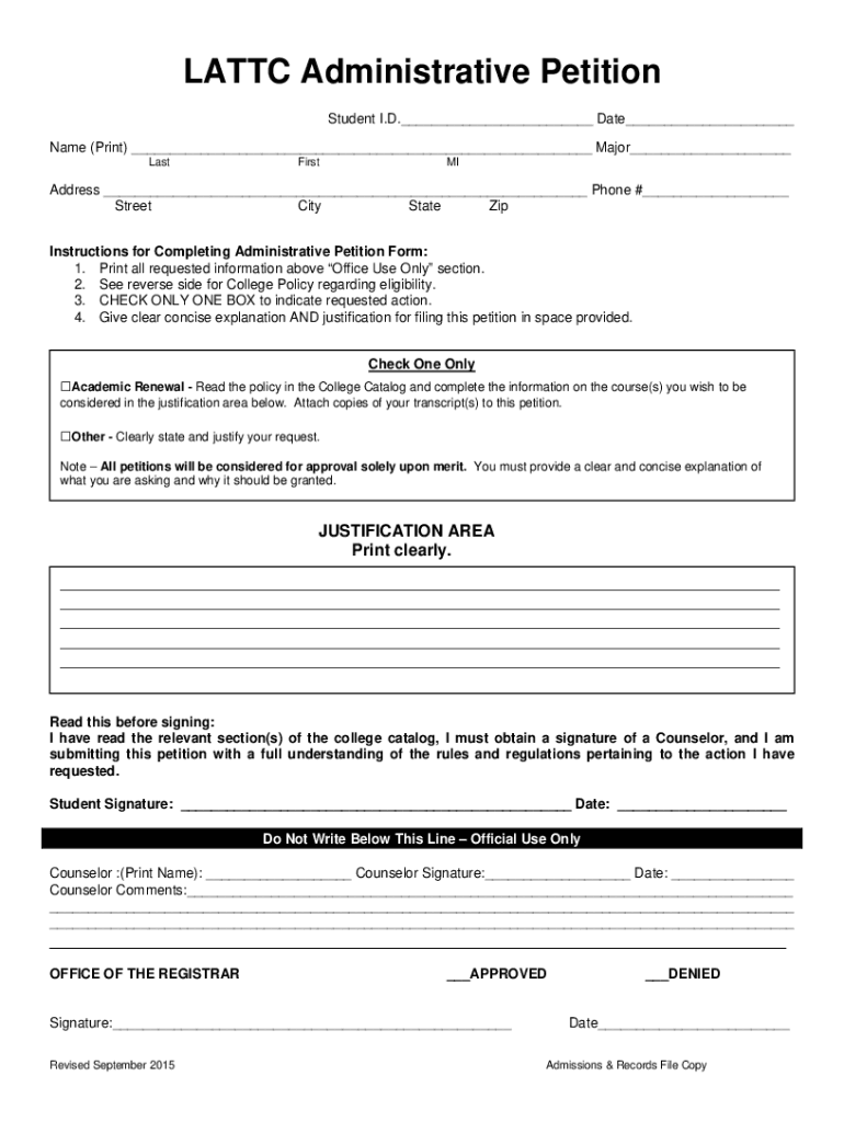 LATTC Administrative Petition  Form