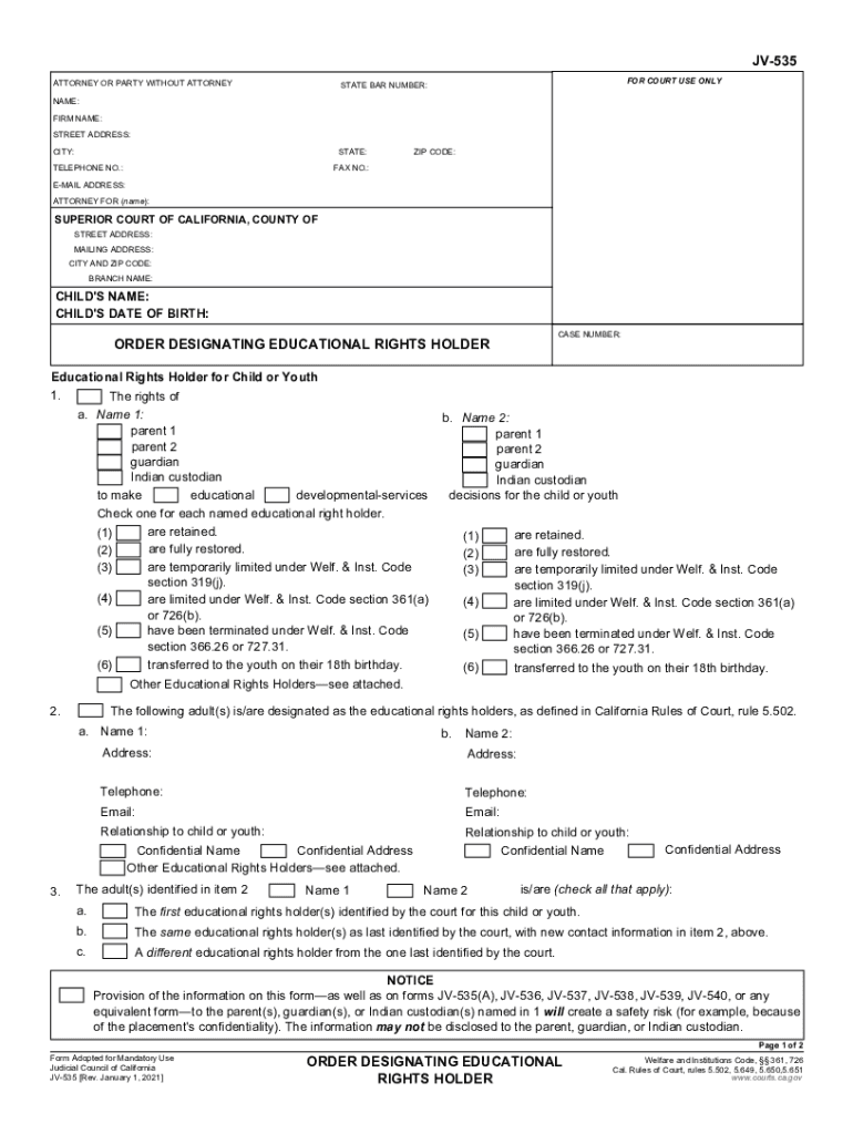  Jv 535 Form 2021-2024