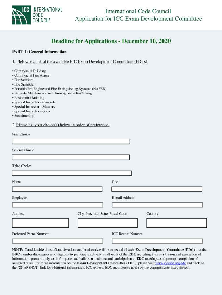 State of Kansas ContractorTrades Examination ICC  Form