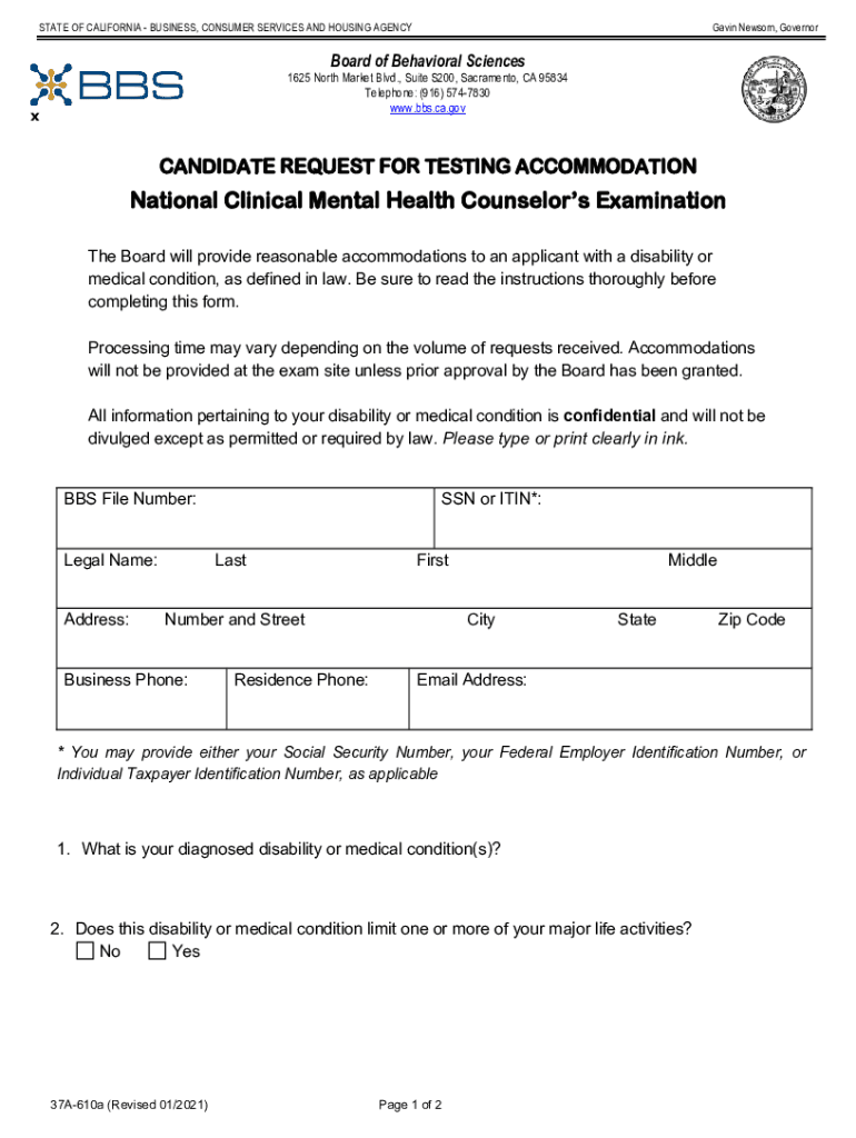 NCMHCE EXAMINATION CANDIDATE  Form