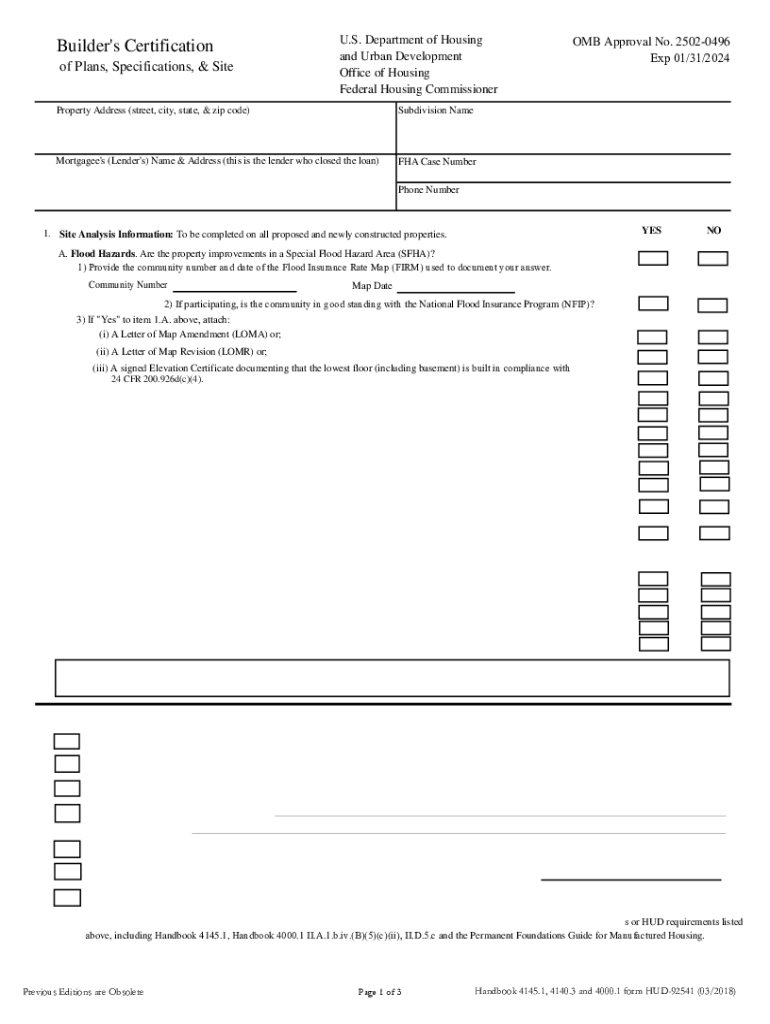  Builder's Certification U S Department of Housing and Urban 2018