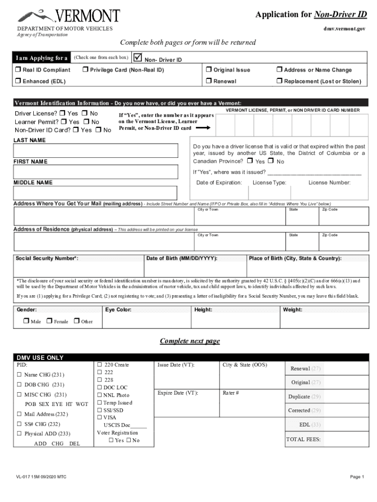 Vt Non Driver ID  Form