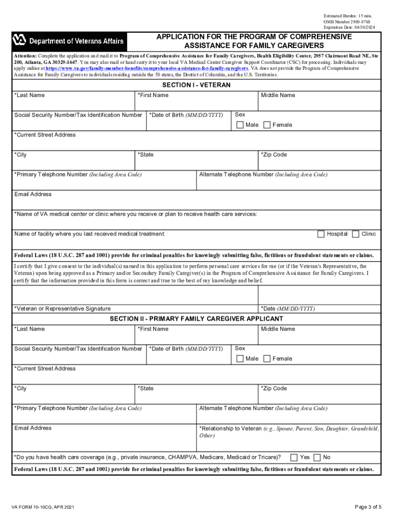  VA Form 10 10CG 2021