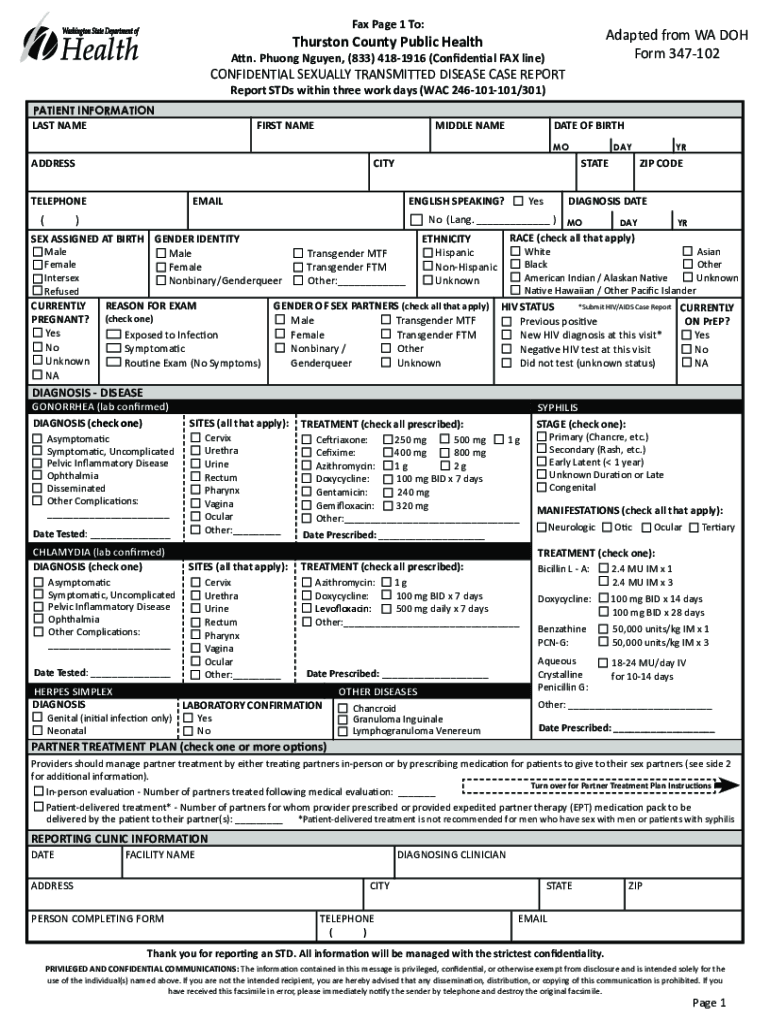  Report STDs within Three Work Days WAC 246 101 101301 2021-2024