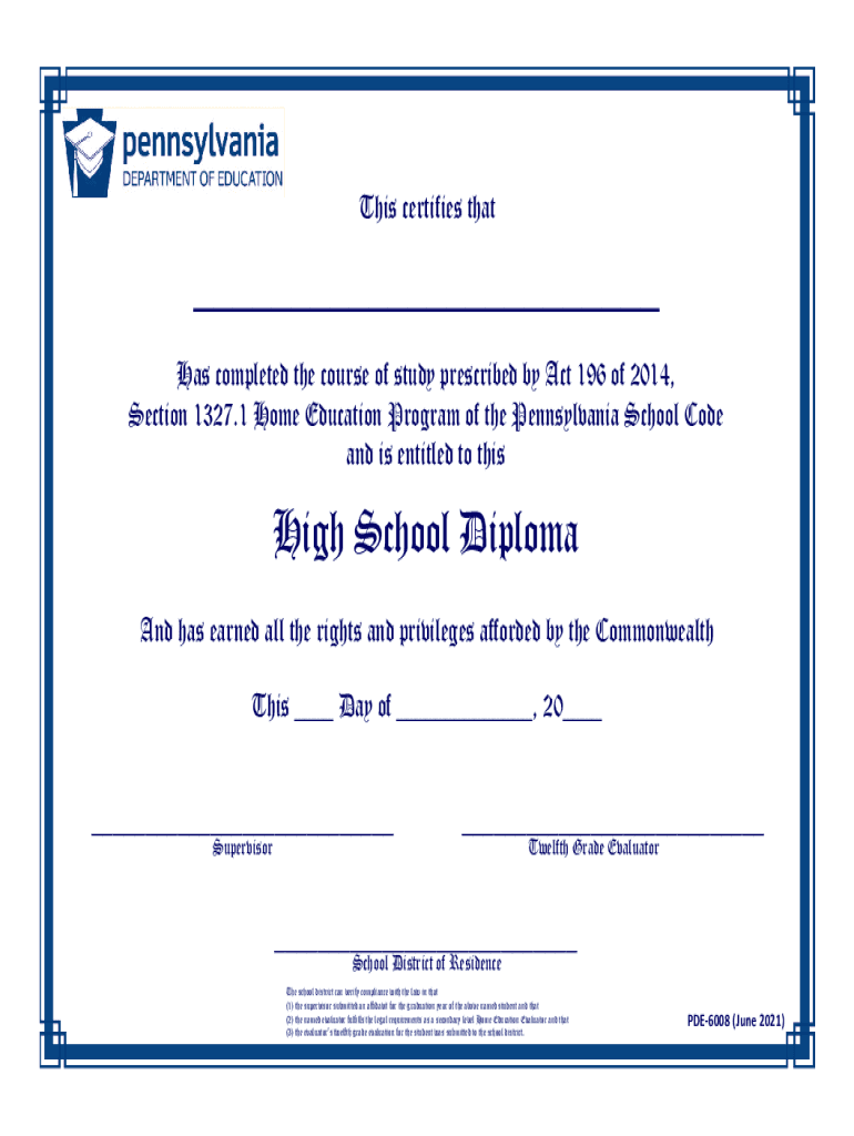 Homeschool Diploma  Form